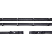 Schockemöhle Reins Rubber with Stoppers Black/Silver Schockemöhle Reins Rubber with Stoppers Black/Silver