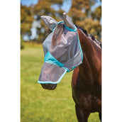 WeatherBeeta Fly Mask ComFiTec Deluxe Fine Mesh with Ears and Nose Grey/Turquoise WeatherBeeta Fly Mask ComFiTec Deluxe Fine Mesh with Ears and Nose Grey/Turquoise