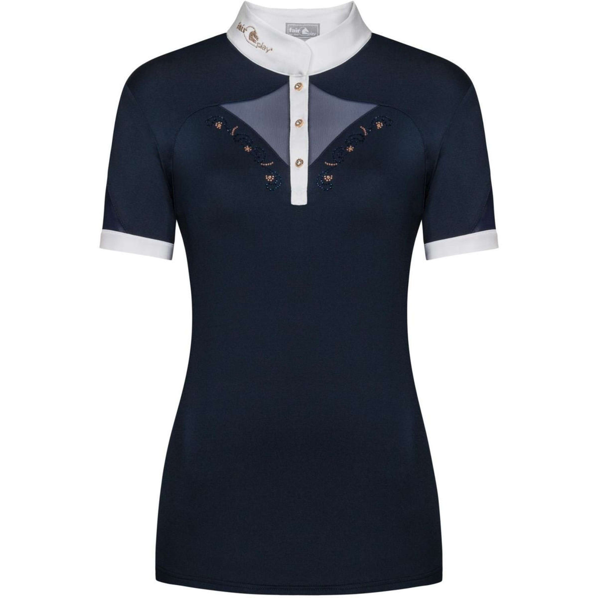 Fair Play Competition Shirt Cathrine Rosegold Short Sleeve Navy/White