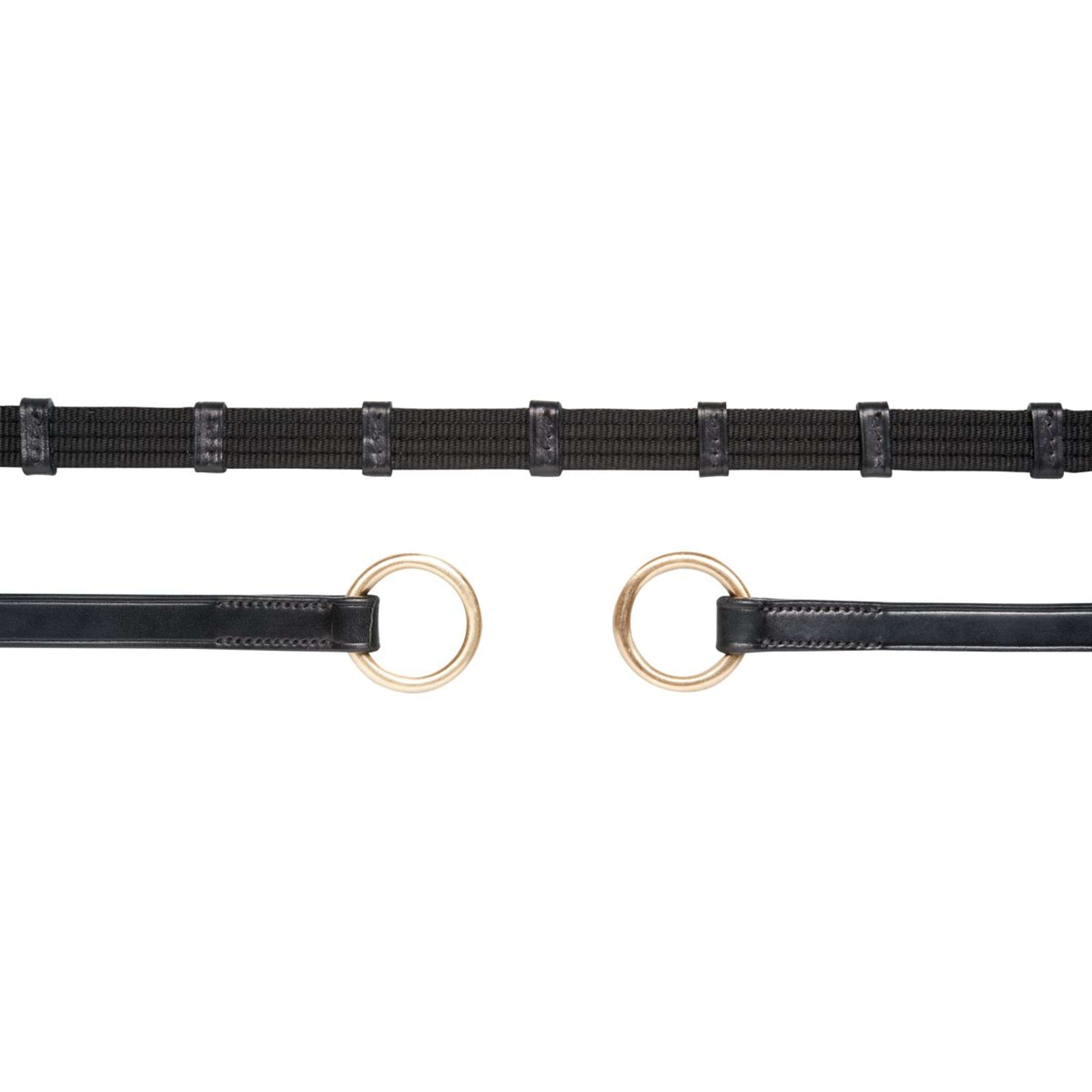 Schockemöhle Reins With Stops and Ring Black/Gold