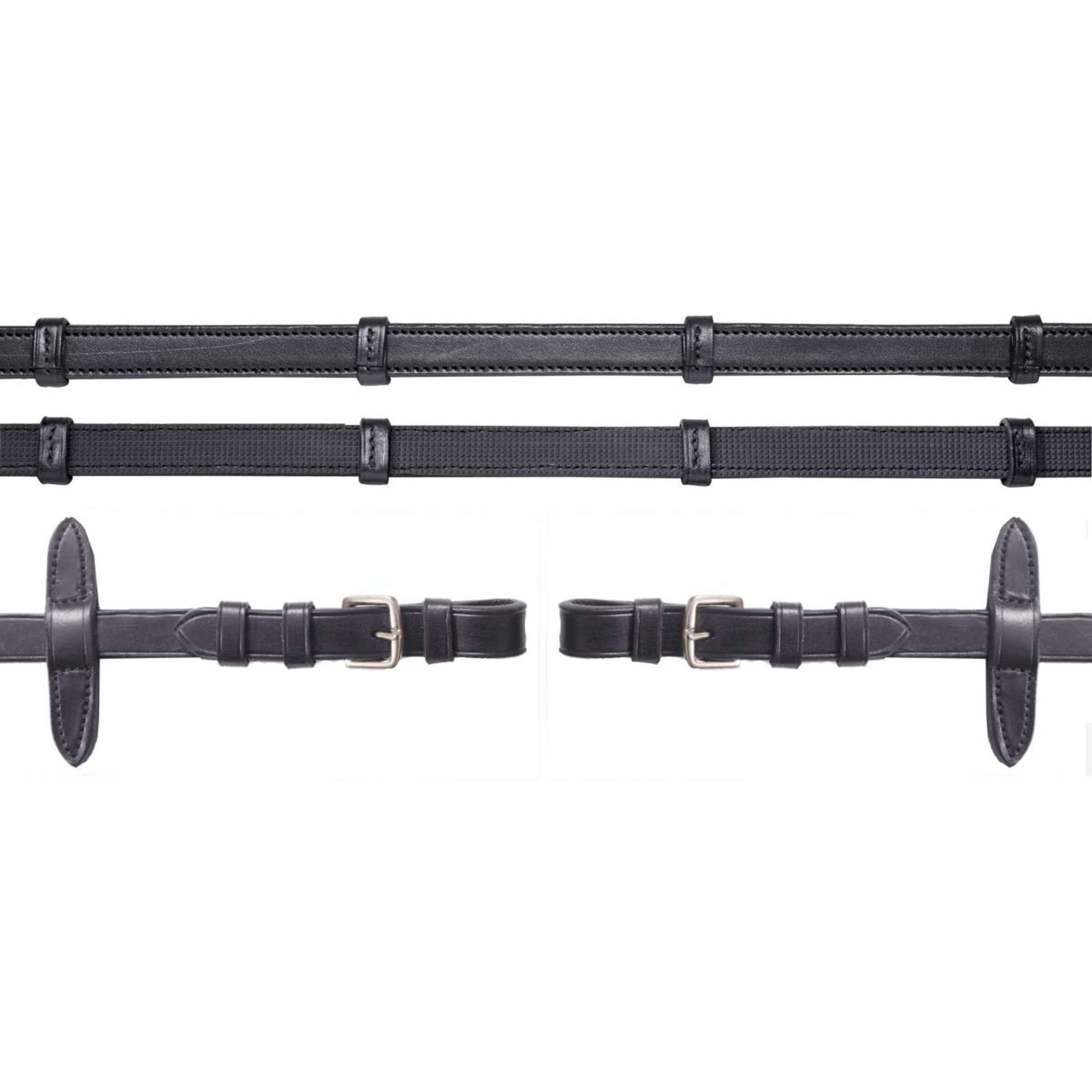 Schockemöhle Reins Rubber/Leather with Buckles Black/Silver Schockemöhle Reins Rubber/Leather with Buckles Black/Silver