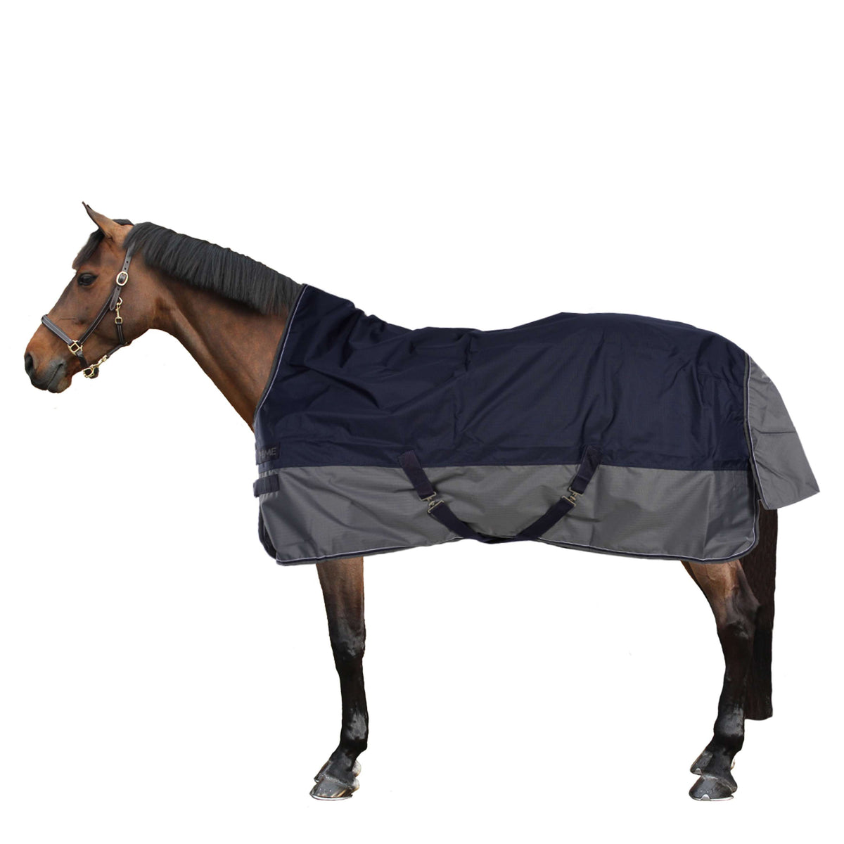 EQUITHÈME Turnout Rug Tyrex High Neck 600D 0g Marine Blue/Grey