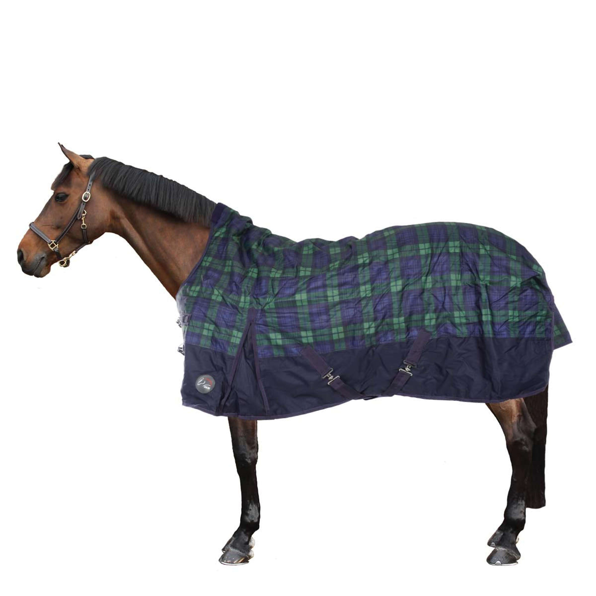 HKM High Neck Rug Orlando Karo 600D 100g Wadding Navy/Green Checkered