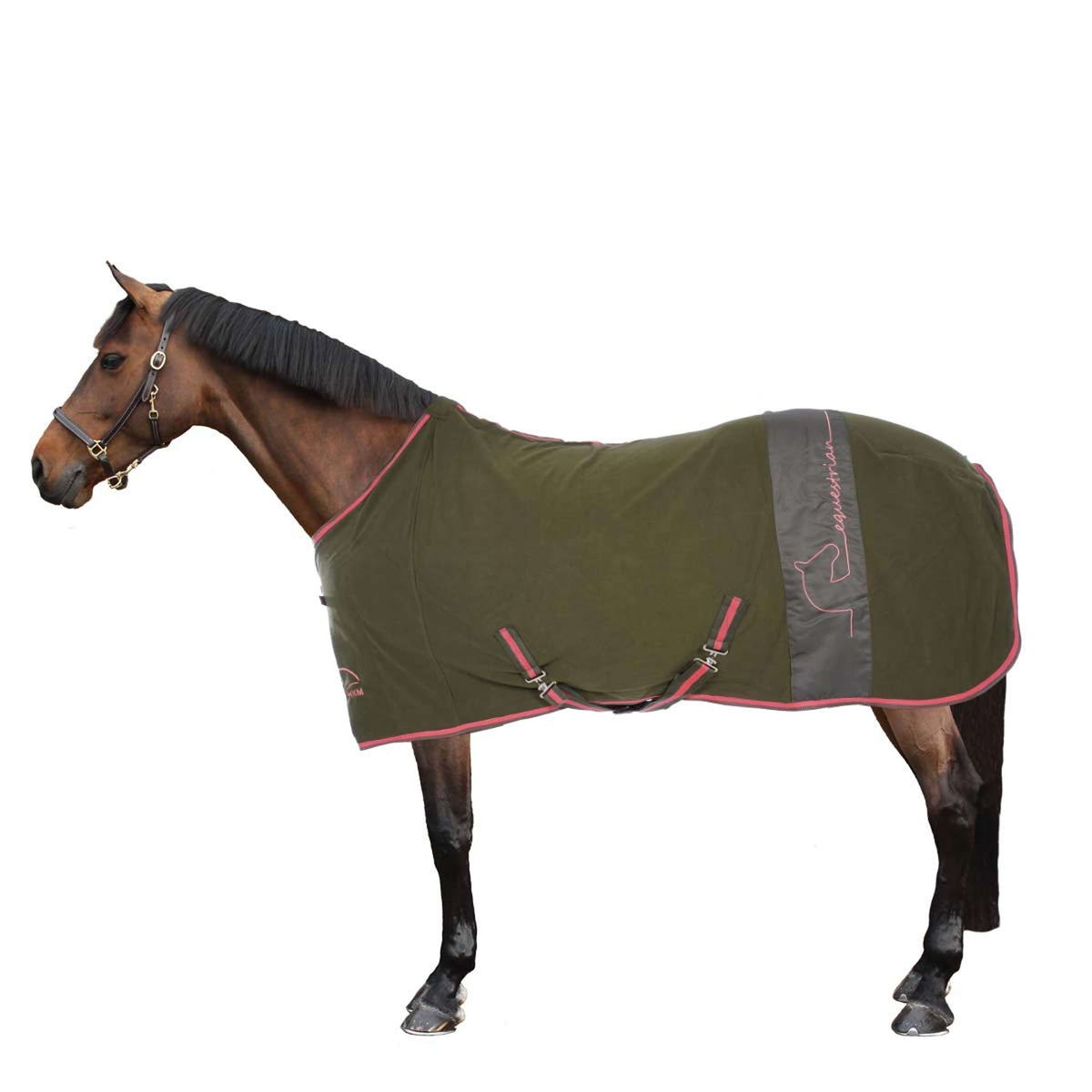 HKM Sweat Rug Equestrian Dark Green/Neon Coral