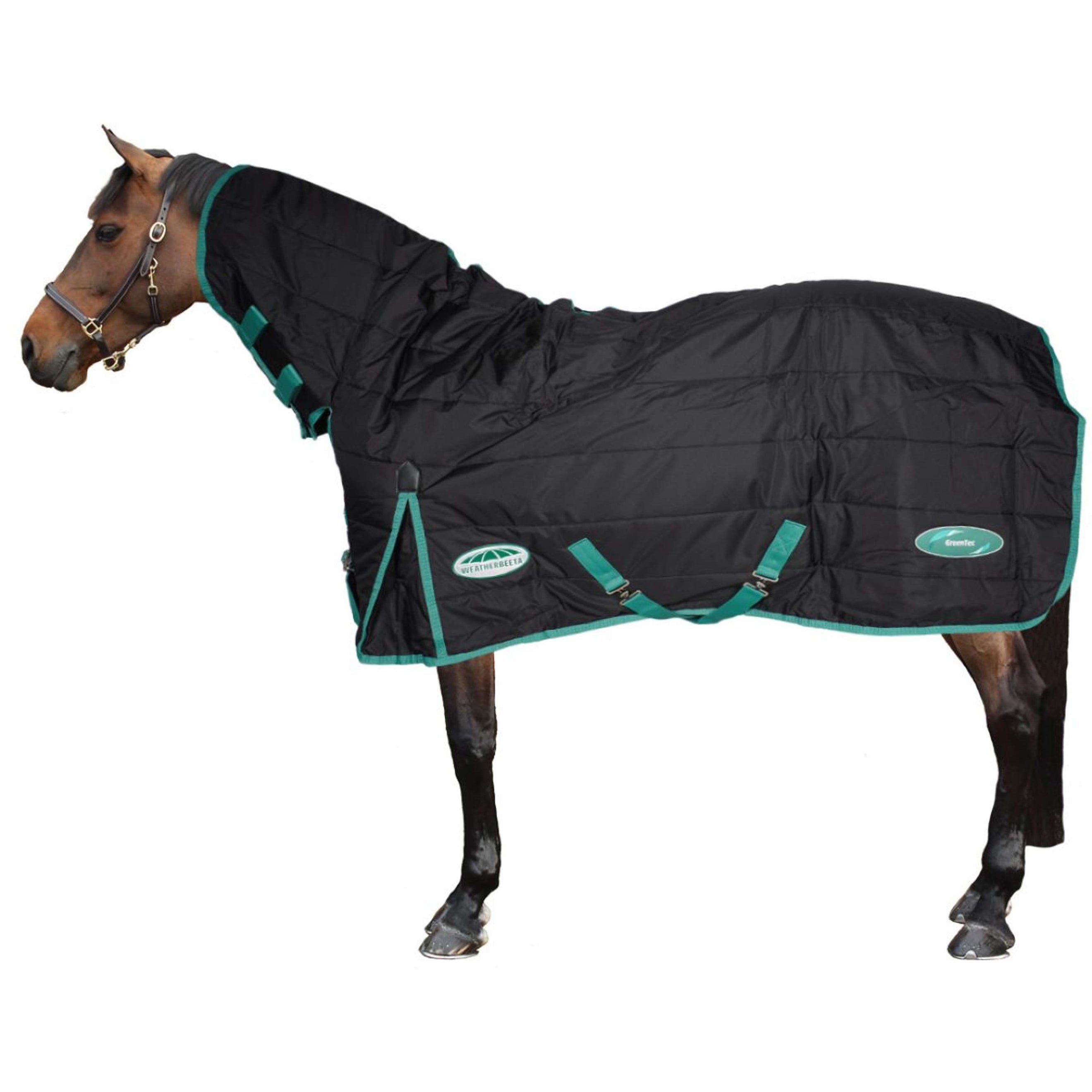 Weatherbeeta Stable Rug Green-Tec Stable Combo Neck Medium/Lite 150D 150g Black/Bottle Green