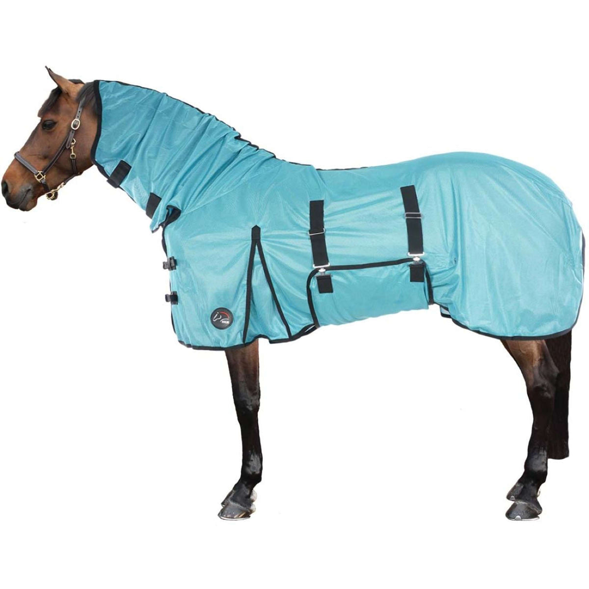 HKM Fly Rug Aqua with a Hood Aqua