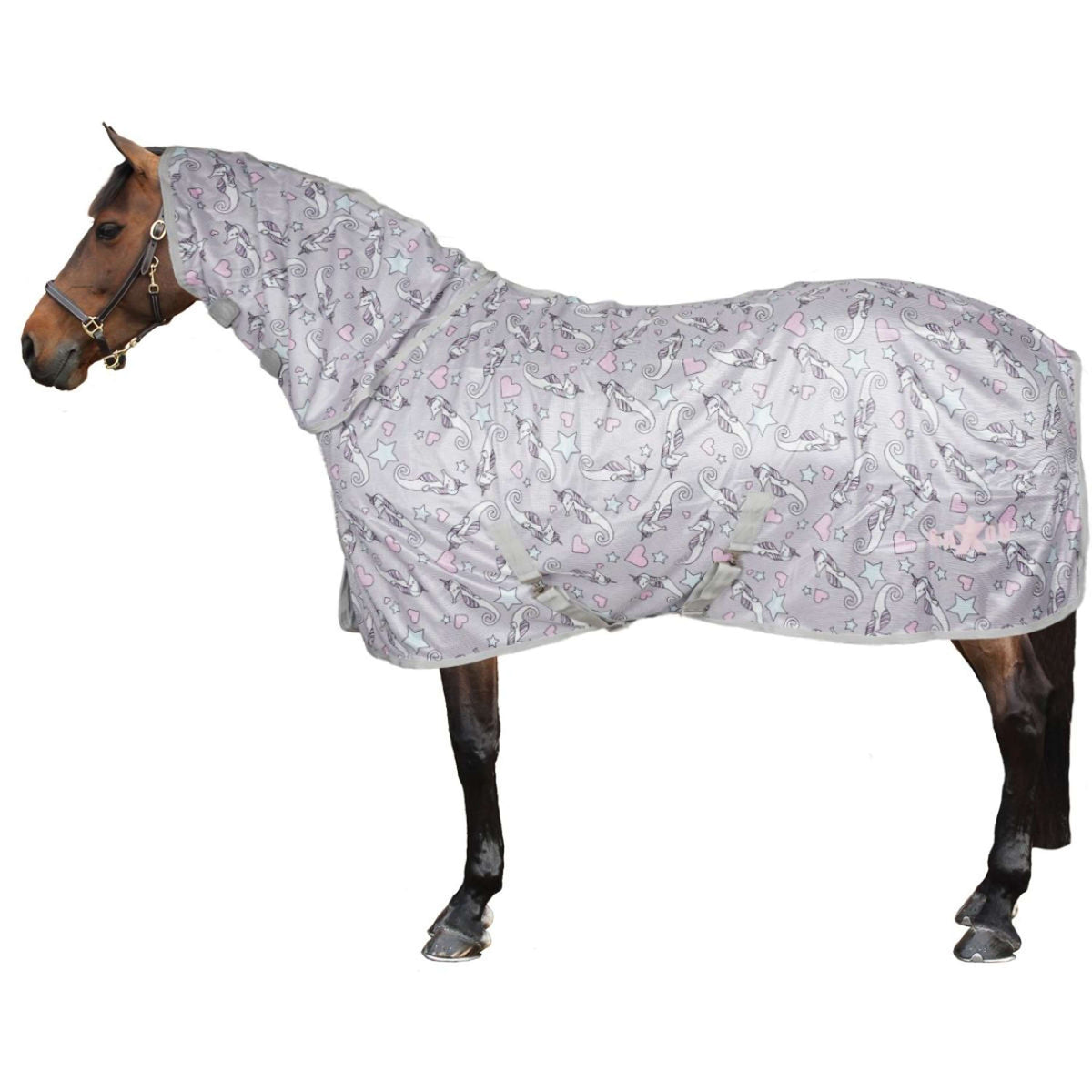 Saxon Fly Rug Mesh Combo Neck Sea Unicorn Print