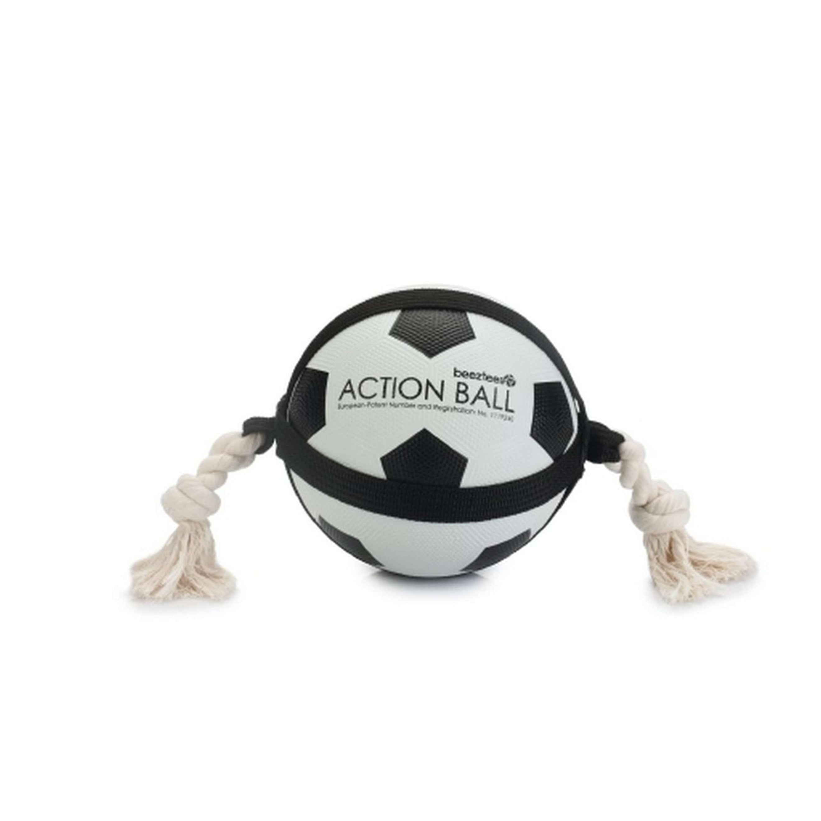 Beeztees Football Action with Rope White Black