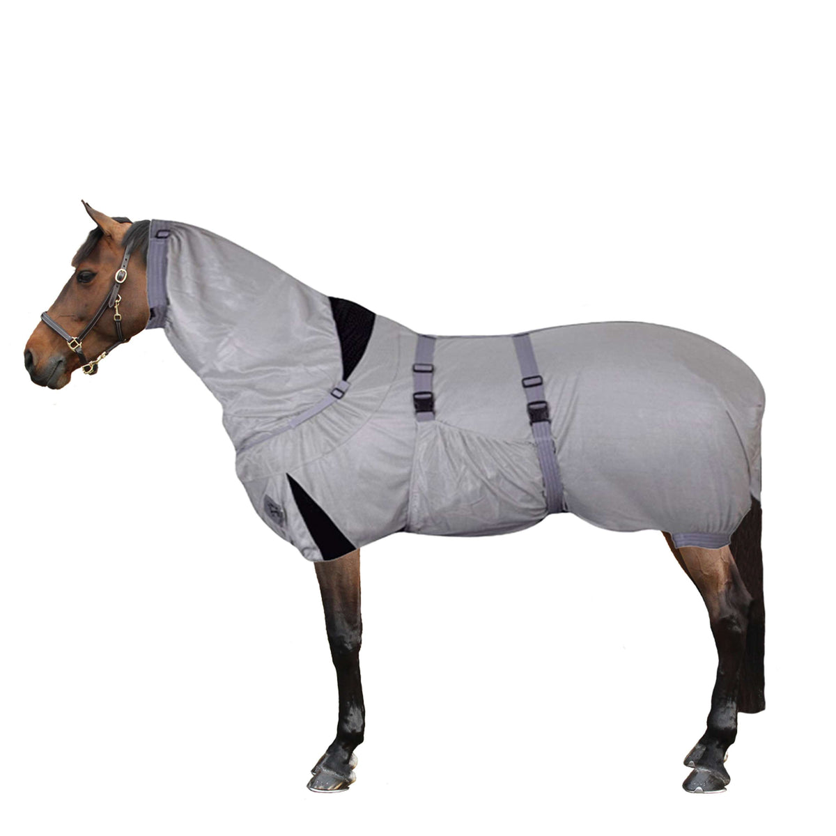 Premiere Fly Rug Hood Mesh Belly Bib Grey