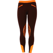 HKM Riding Leggings Starlight Sili. Knee Brown/Orange