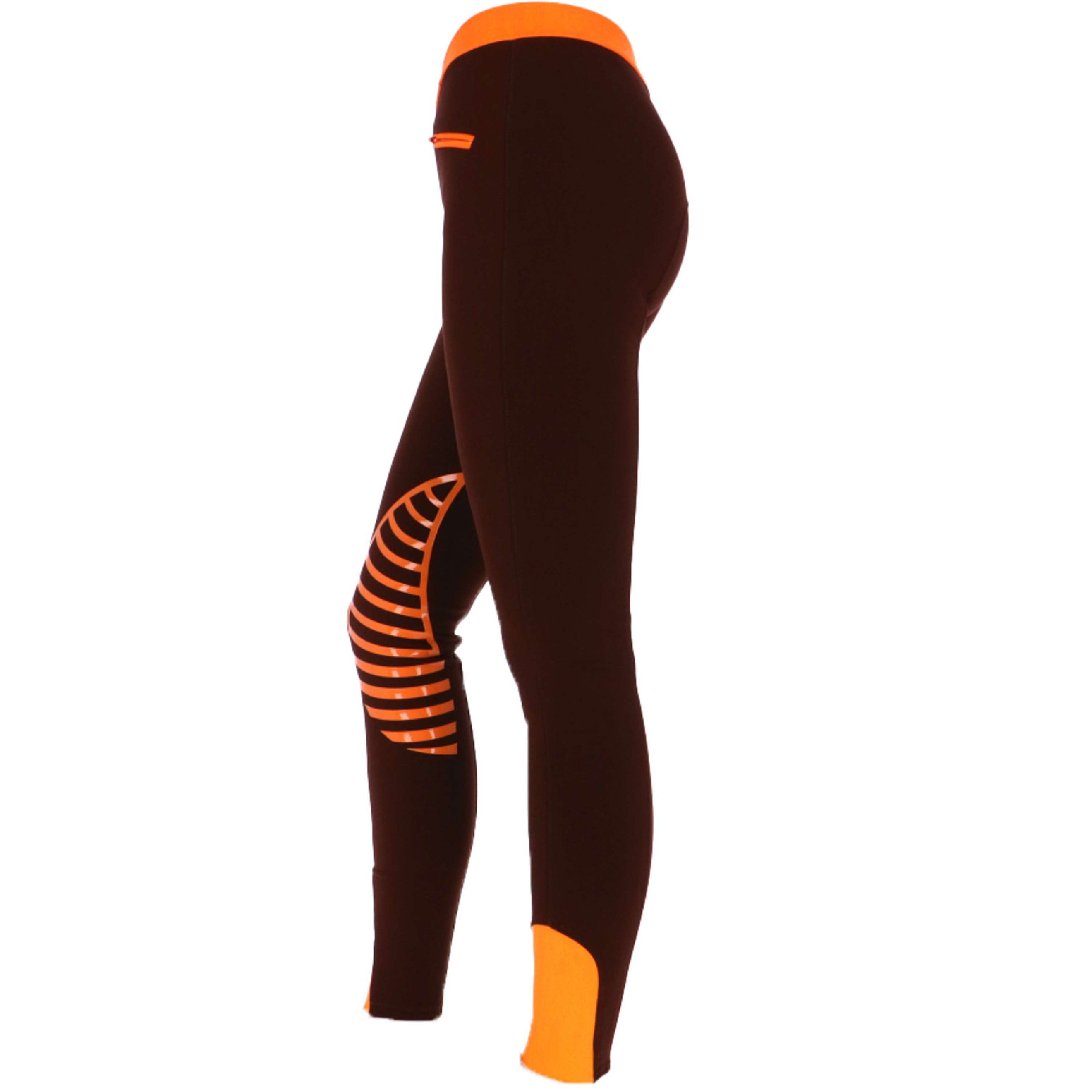 HKM Riding Leggings Starlight Sili. Knee Brown/Orange