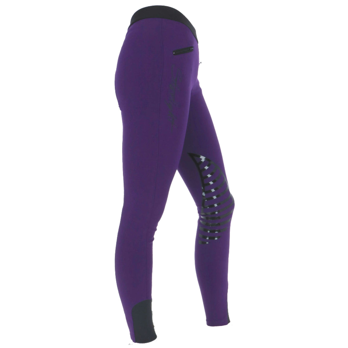 HKM Riding Leggings Starlight Silicon Knee Children Purple/Black