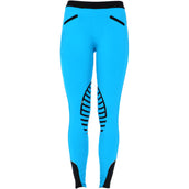 HKM Riding Leggings Starlight Silicon Knee Ladies Turquoise/Black