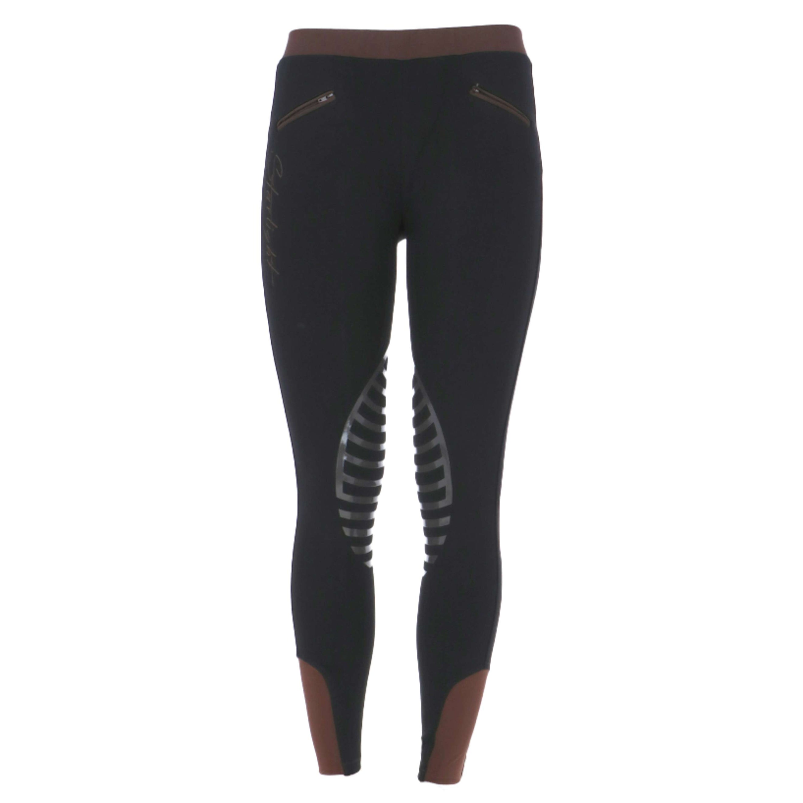 HKM Riding Leggings Starlight Silicon Knee Ladies Black/Brown