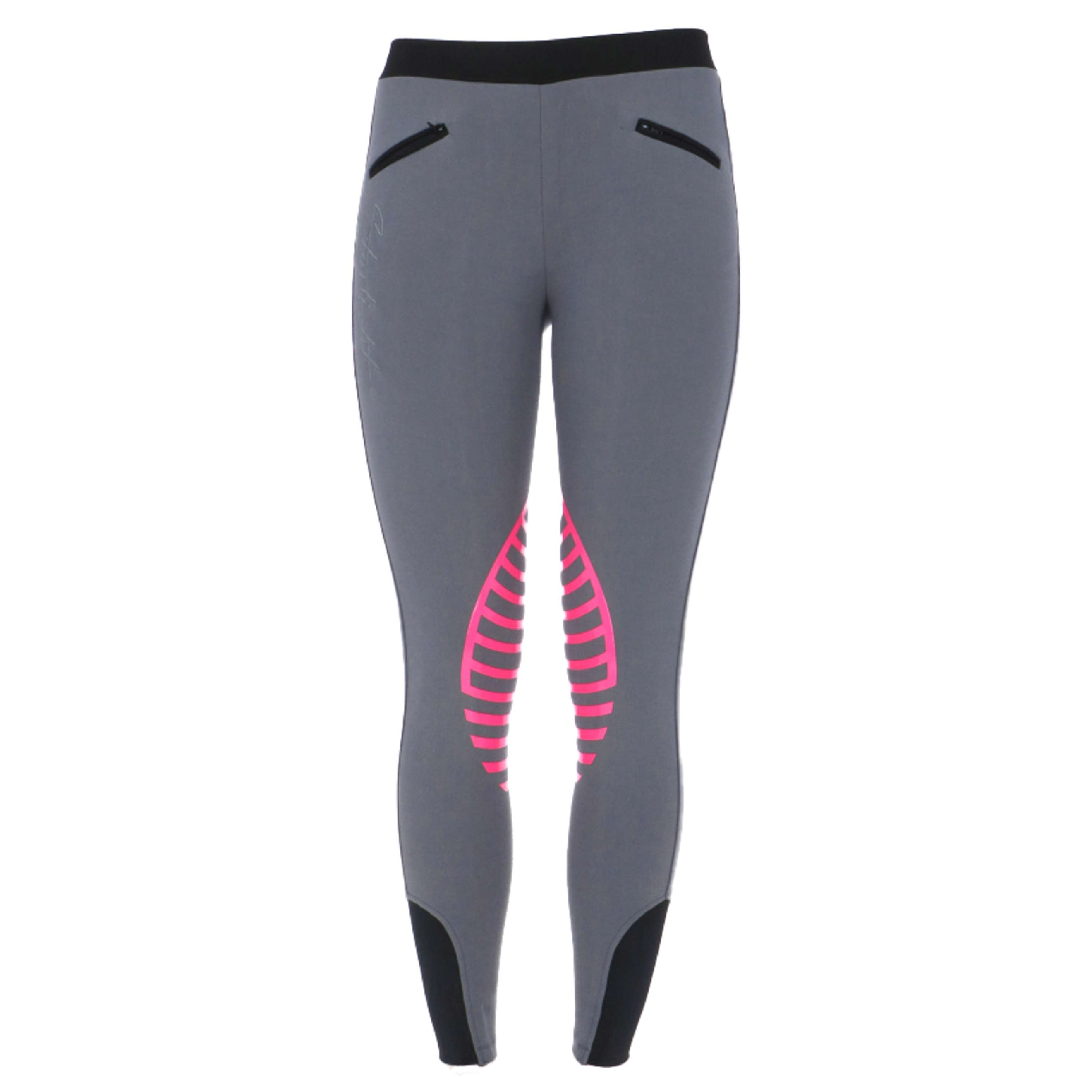 HKM Riding Leggings Starlight Silicon Knee Ladies Light Grey/Pink