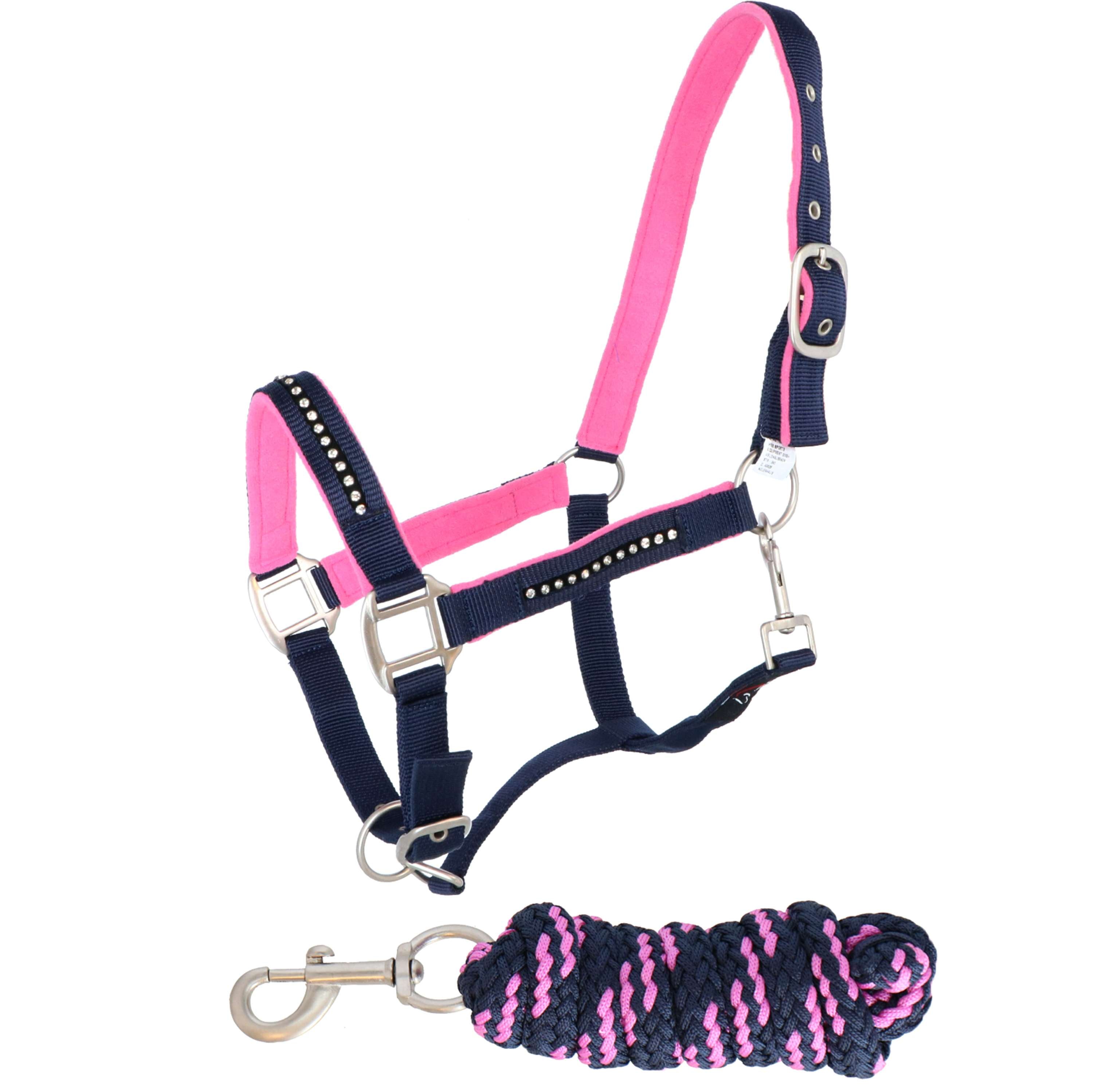 HKM Halter Set Crys. Soft Paded Dark blue/dark red