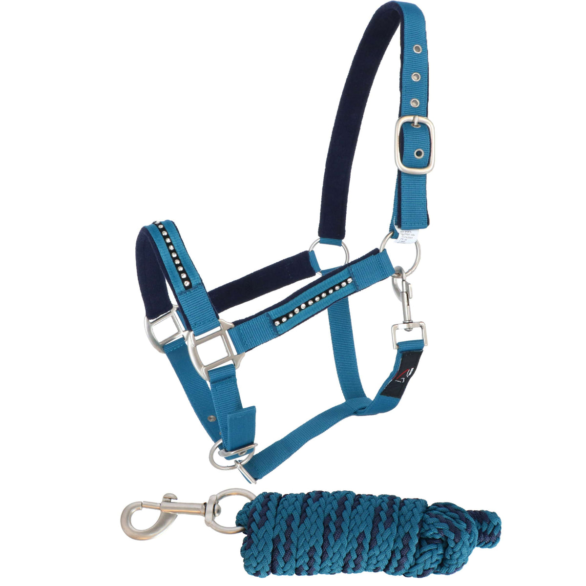 HKM Halter&Leadrope Set Crys. Soft Paded Petrol/navy