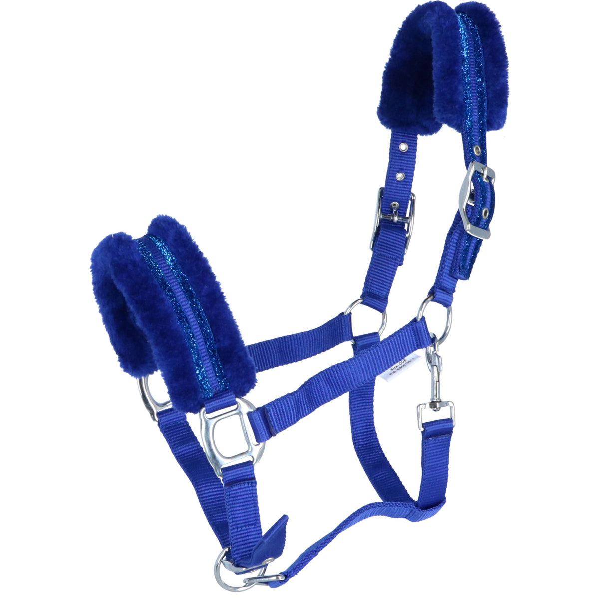 HKM Nylon Headcollar Glitter Fleece Lining Cobaltblue