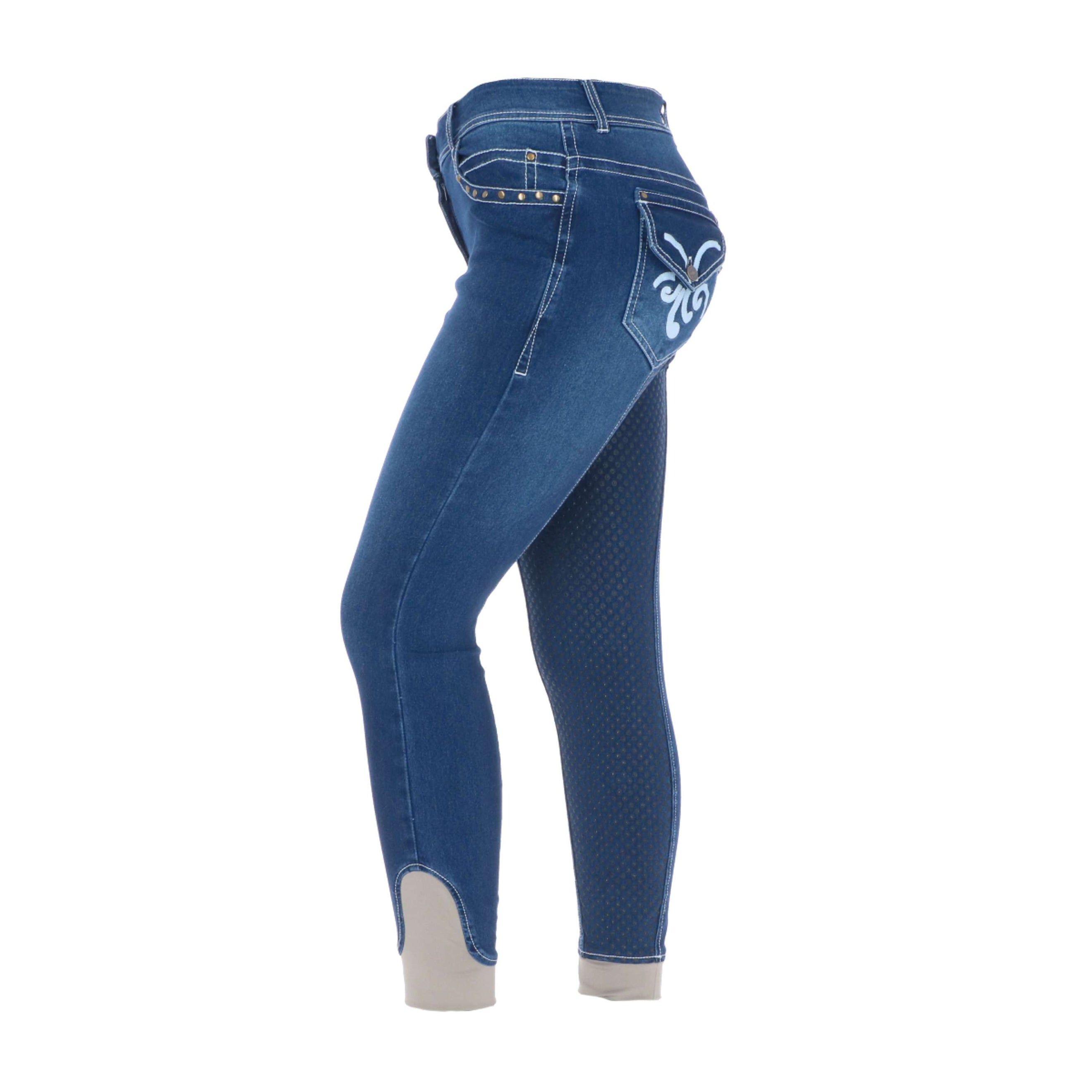 HKM Riding Breeches Pasadena Silicon Full Seat Blue jeans