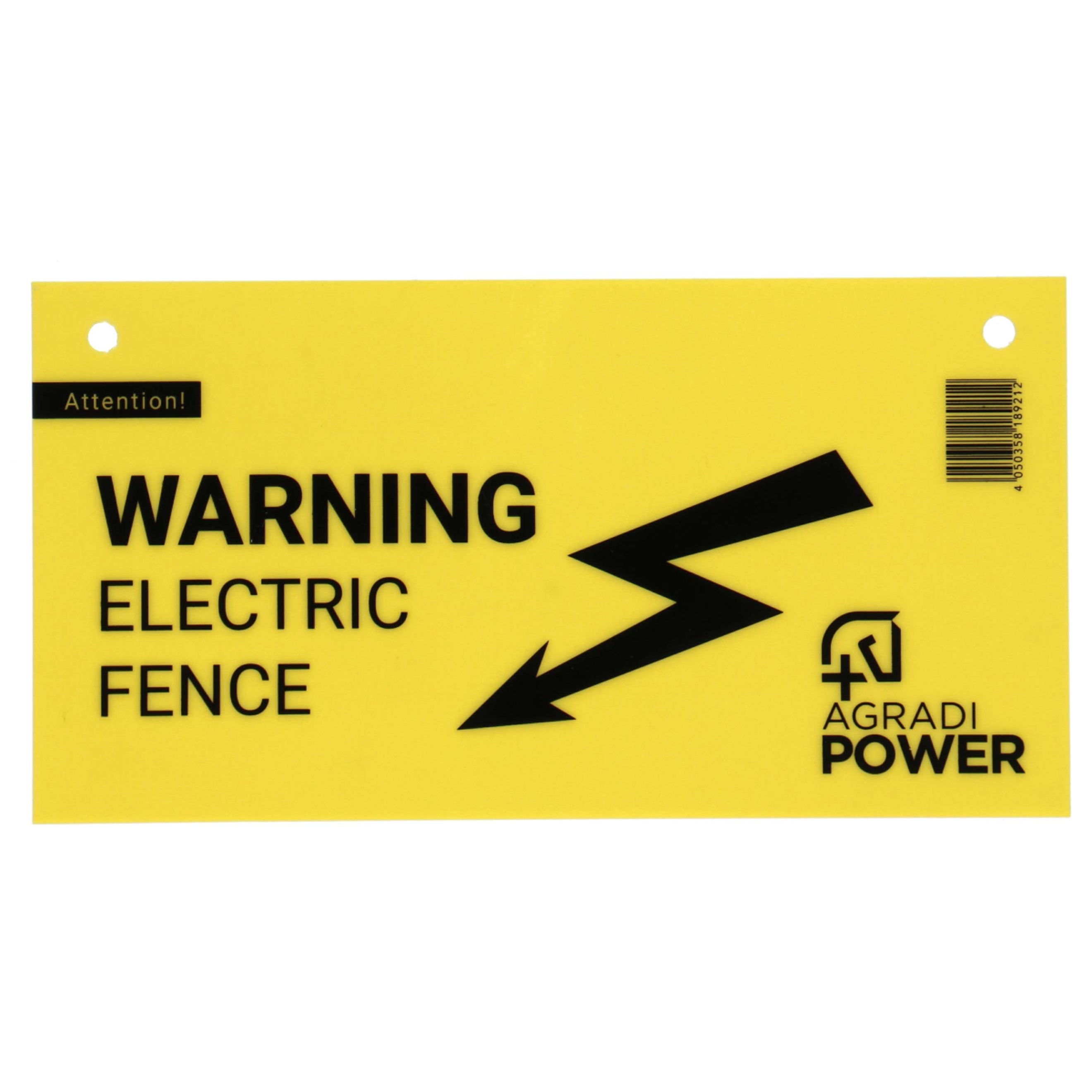 Agradi Warning Sign Electric Fencing Yellow