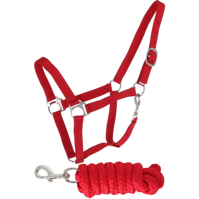 Riding World Head Collar Set Club with Rope Red