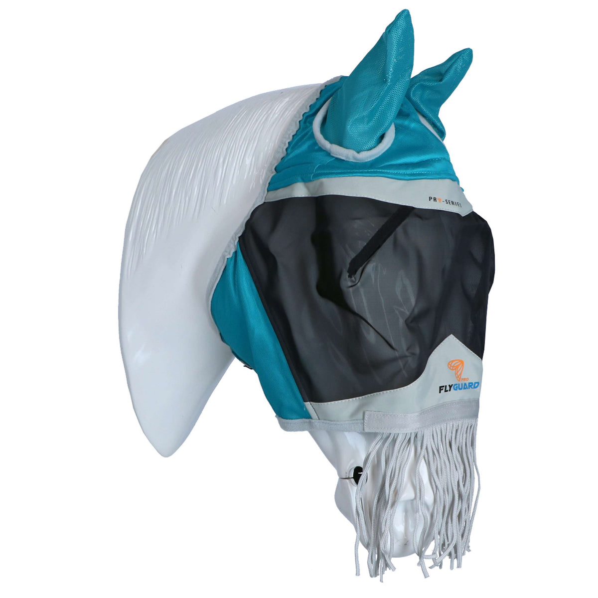 Shires Fly Mask Fine Mesh with Nose Fringe Teal