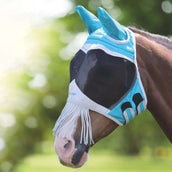 Shires Fly Mask Fine Mesh with Nose Fringe Teal