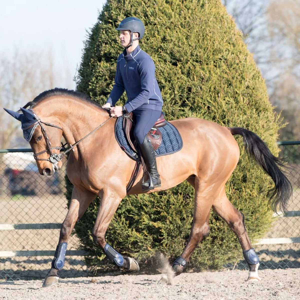 LeMieux Saddlepad Carbon Mesh Air Square CC Navy