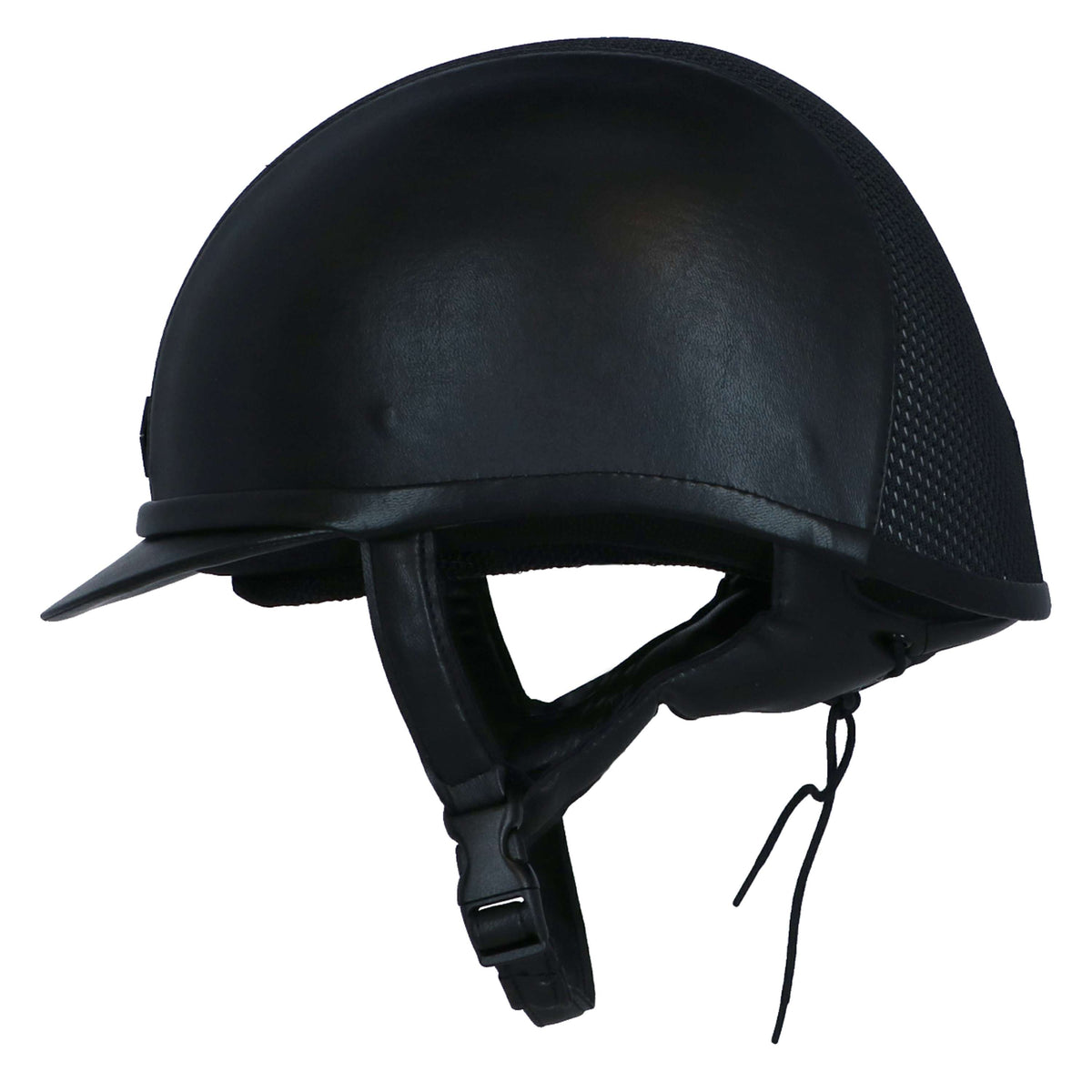 Charles Owen Cap AYR8 PLUS Leather Look Black/Silver