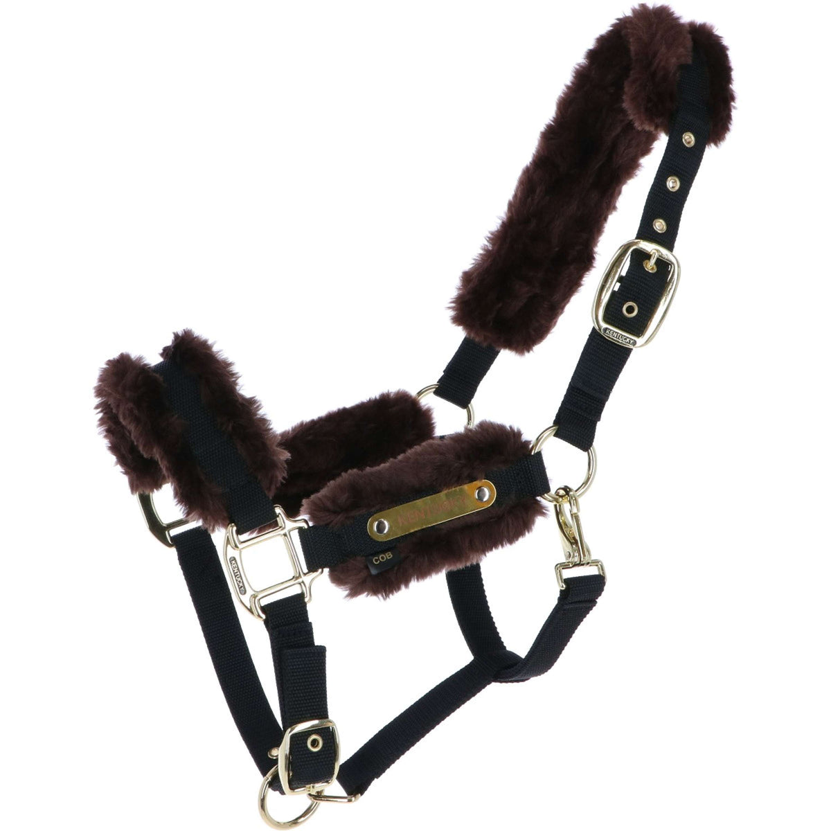 Kentucky Head Collar Nylon Sheepskin Brown