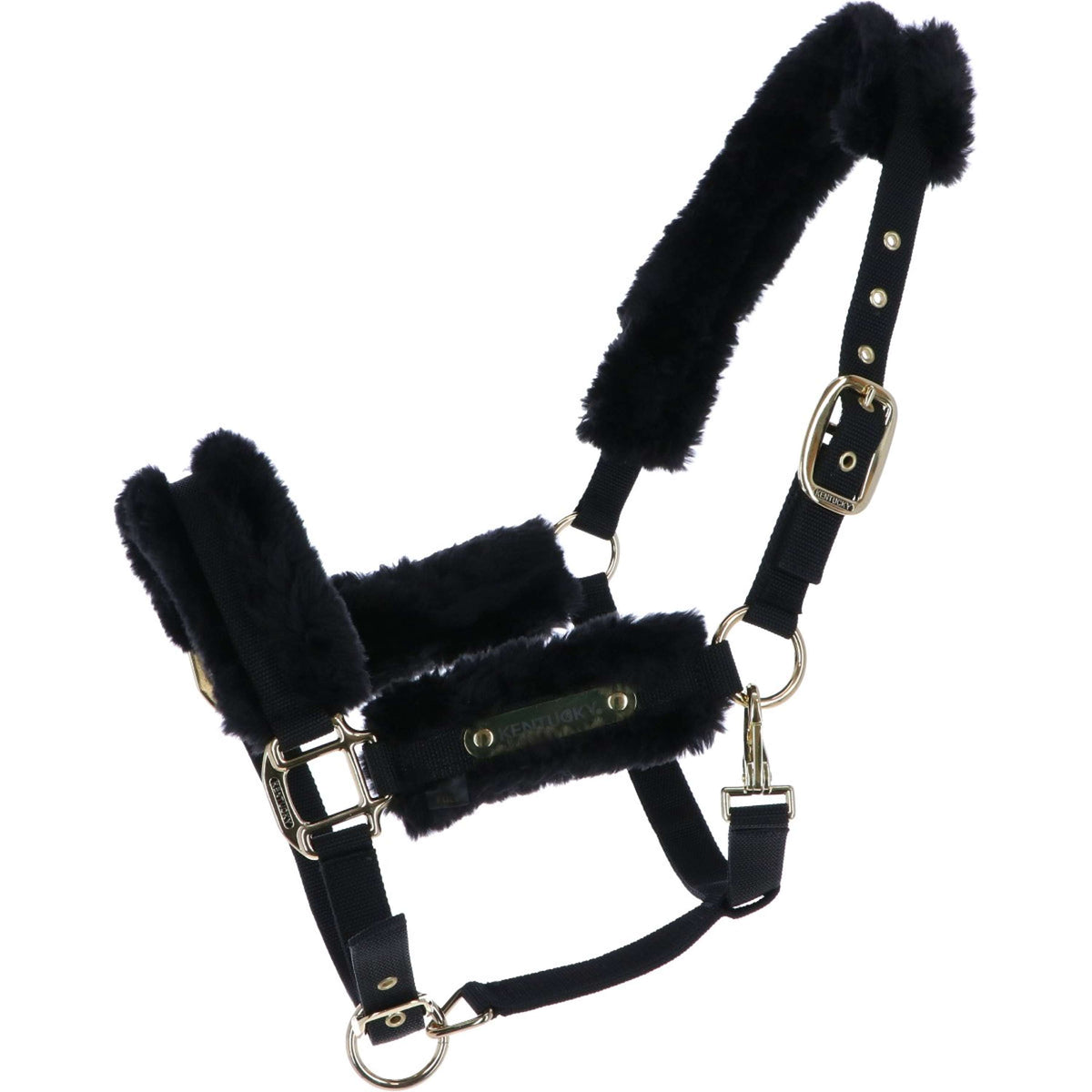 Kentucky Head Collar Nylon Sheepskin Black