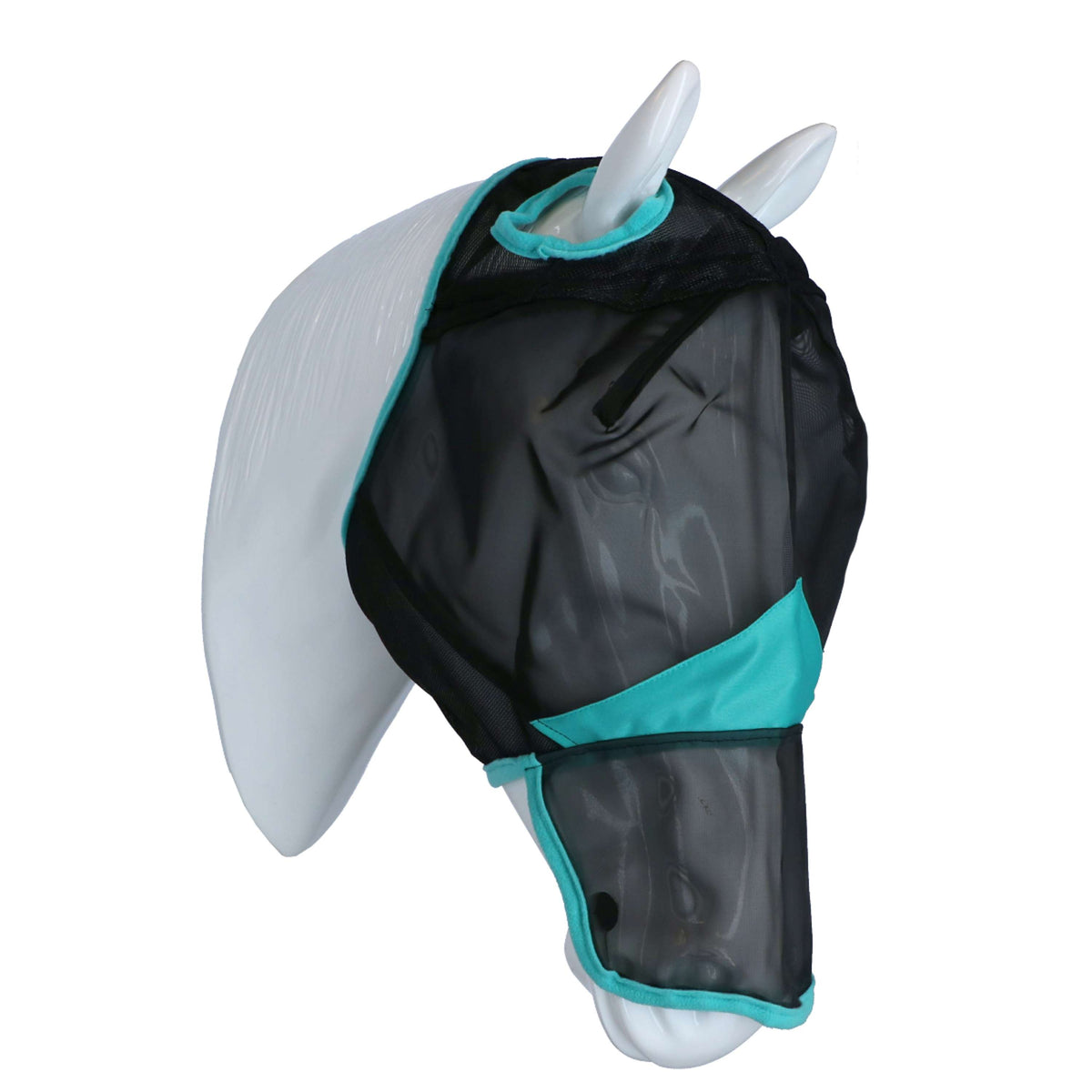 Weatherbeeta Fly Mask Comfitec Fine Mesh with Nose Black / Turquoise