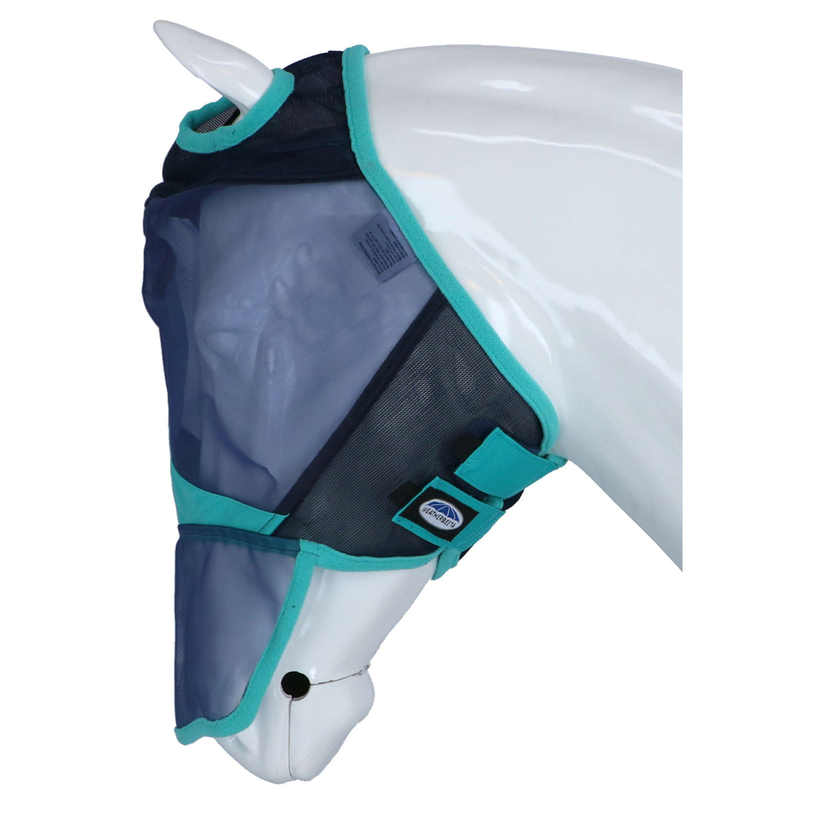 Weatherbeeta Fly Mask Comfitec Fine Mesh with Nose Navy/Turquoise