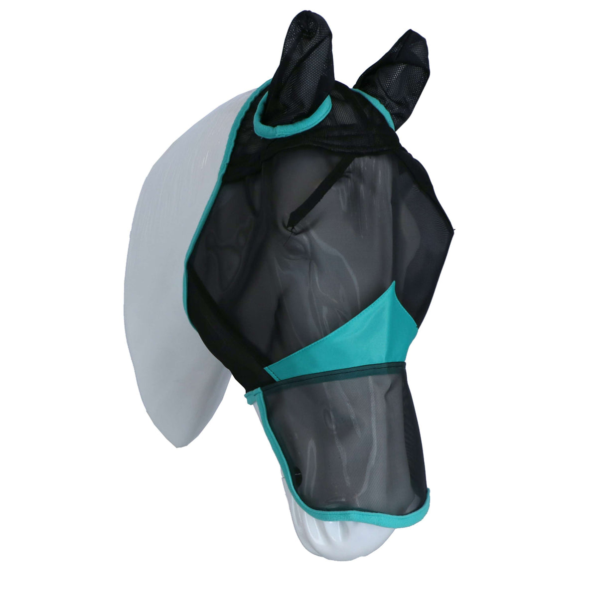 Weatherbeeta Fly Mask Comfitec Fine Mesh Ears & Nose Black / Turquoise