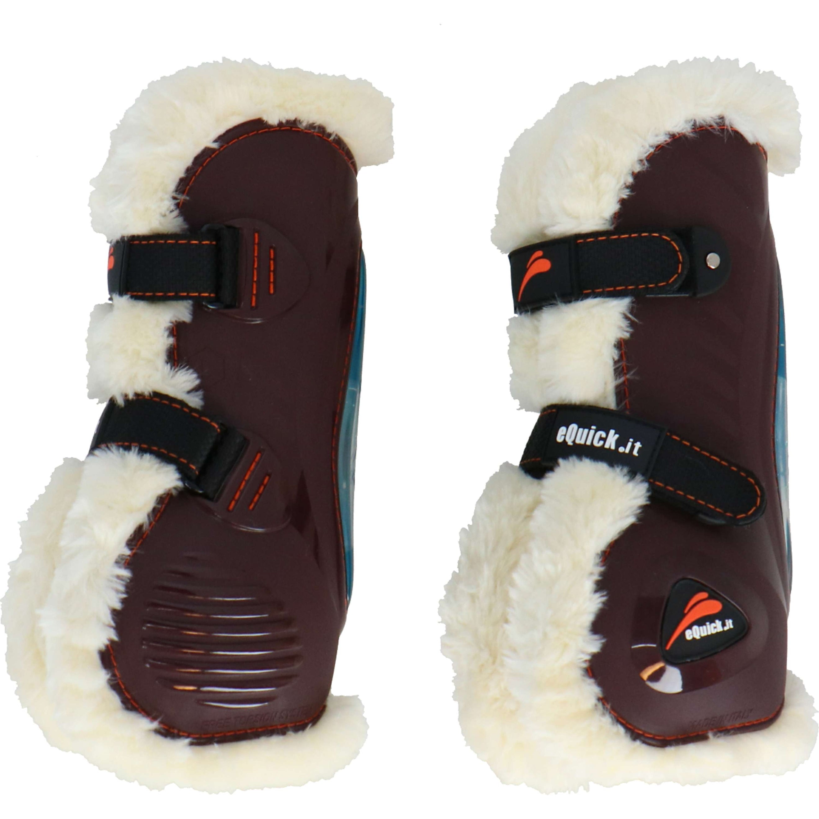 eQuick Tendon Boots eShock Front Velcro Fluffy Brown