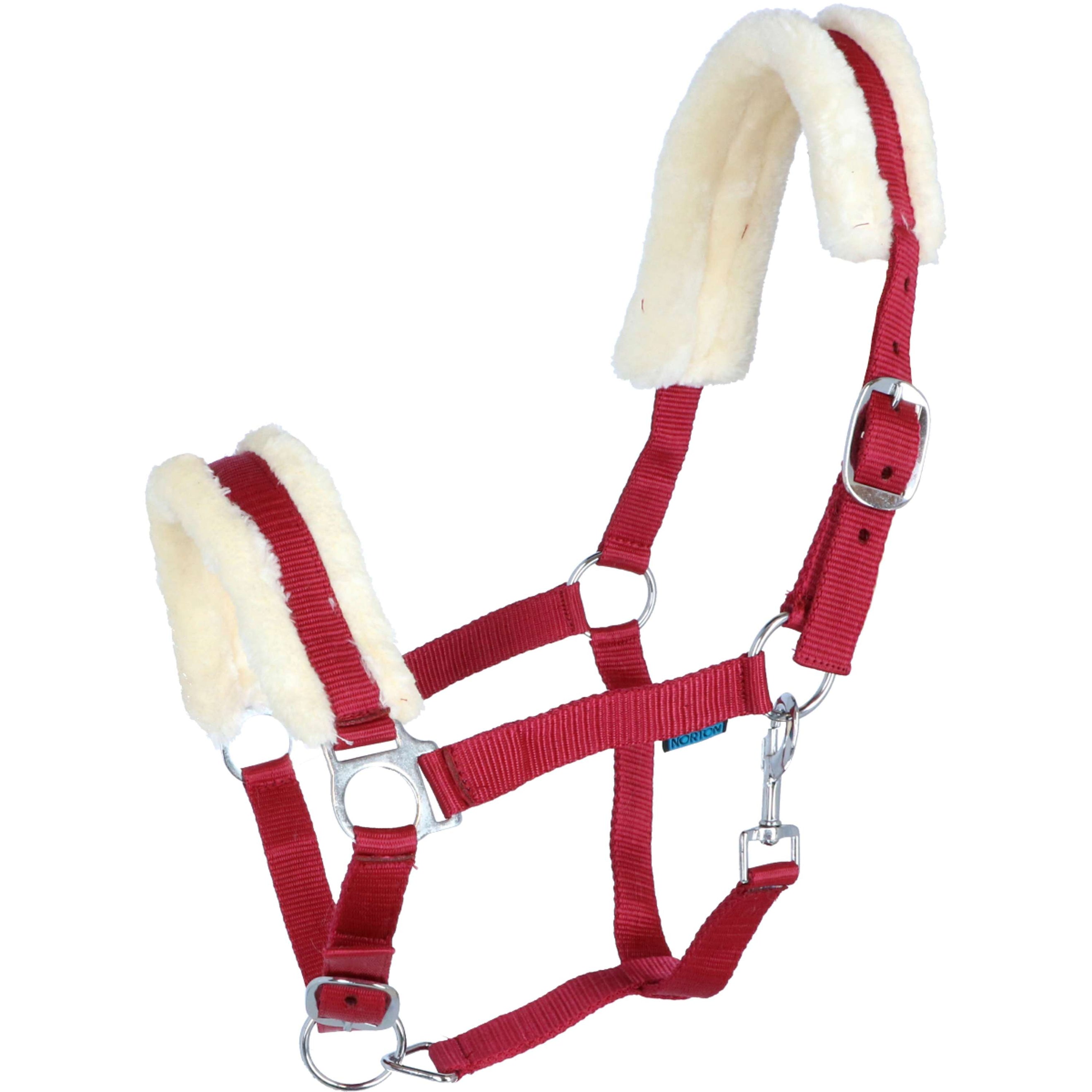 Norton Halter with Synthetic Sheepskin Red