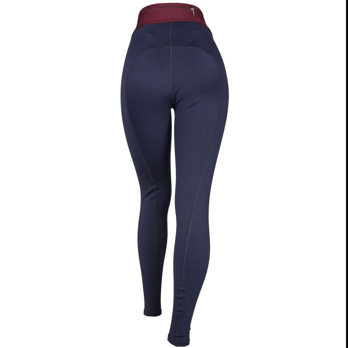 EQUITHÈME Riding Legging Tea Pull-On Silicon Knee Pads Navy Blue/Plum Red