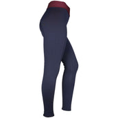 EQUITHÈME Riding Legging Tea Pull-On Silicon Knee Pads Navy Blue/Plum Red