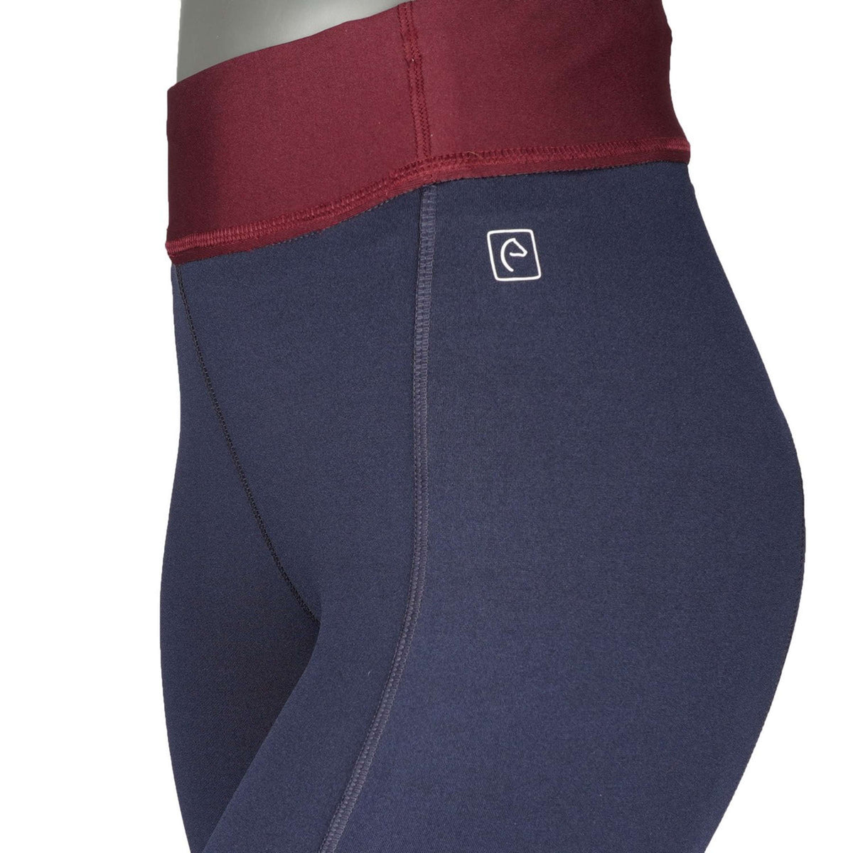 EQUITHÈME Riding Legging Tea Pull-On Silicon Knee Pads Navy Blue/Plum Red