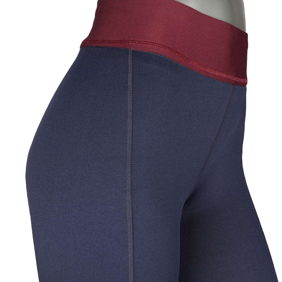 EQUITHÈME Riding Legging Tea Pull-On Silicon Knee Pads Navy Blue/Plum Red