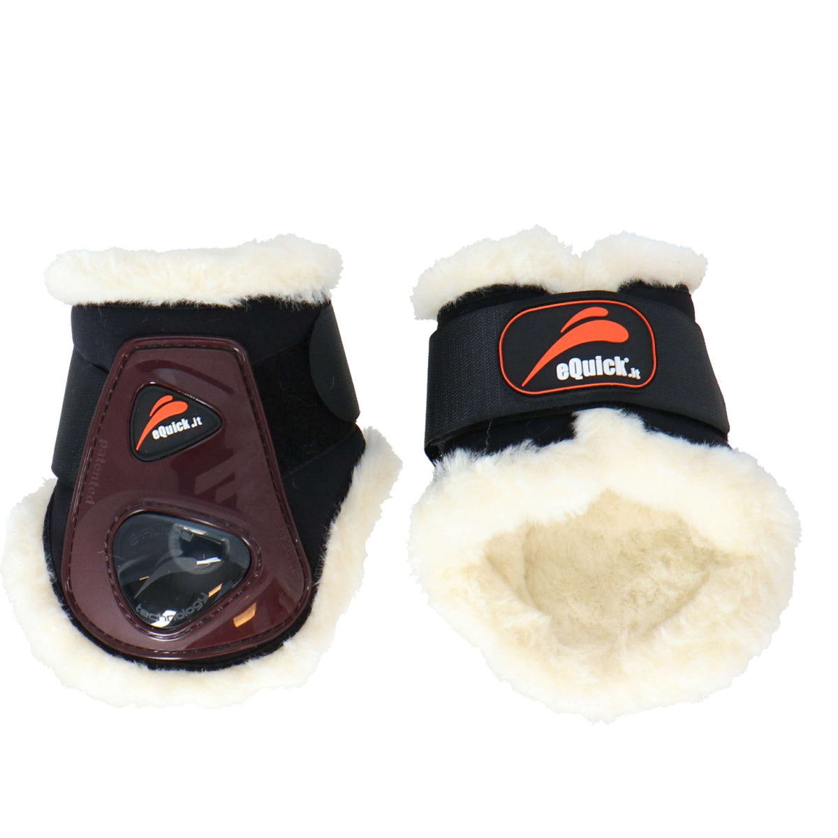 eQuick Fetlock Boots eShock Rear Legend Velcro Fluffy Brown