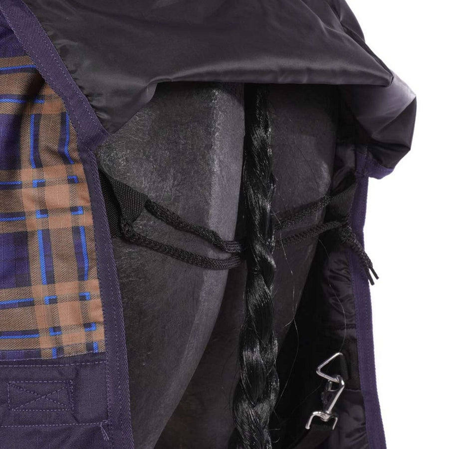 HKM High Neck Rug Providence Karo 1200D 300g Wadding Navy/Brown checked