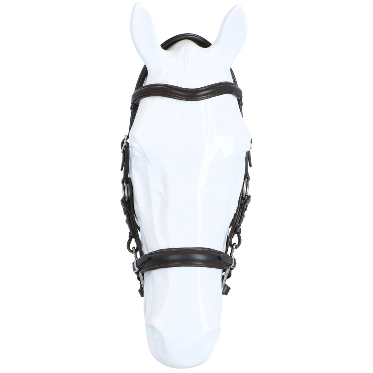 F.R.A. Hackamore Bridle Calli Stud Hook Leather Reins Havana