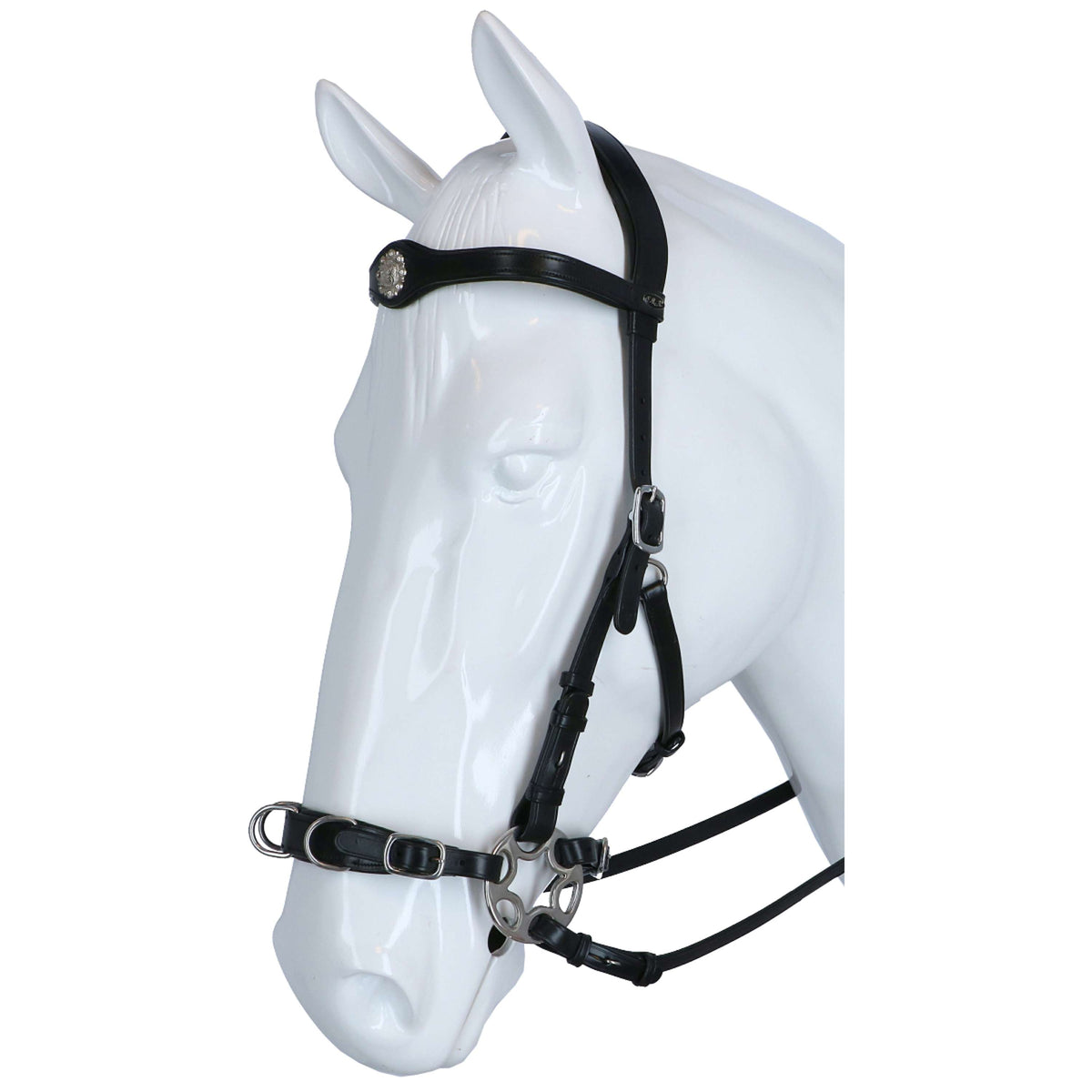 F.R.A. Bridle Caval Cavemore Leather with Cheeks and Reins Black