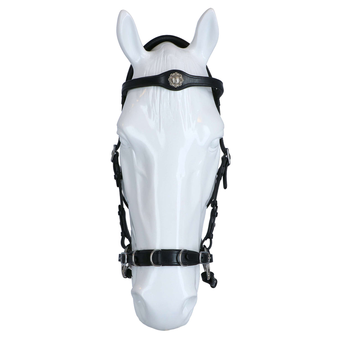 F.R.A. Bridle Caval Cavemore Leather with Cheeks and Reins Black