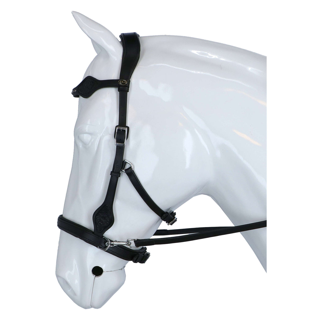 F.R.A. Bit-less Bridle Dandy Side Pull Leather Reins Black