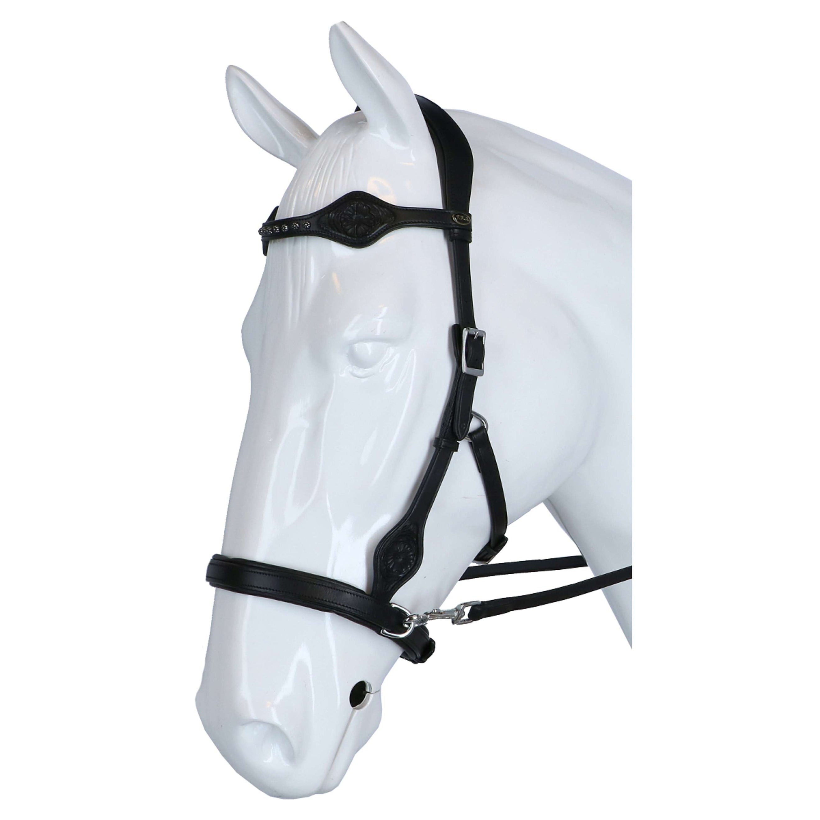 F.R.A. Bit-less Bridle Dandy Side Pull Leather Reins Black