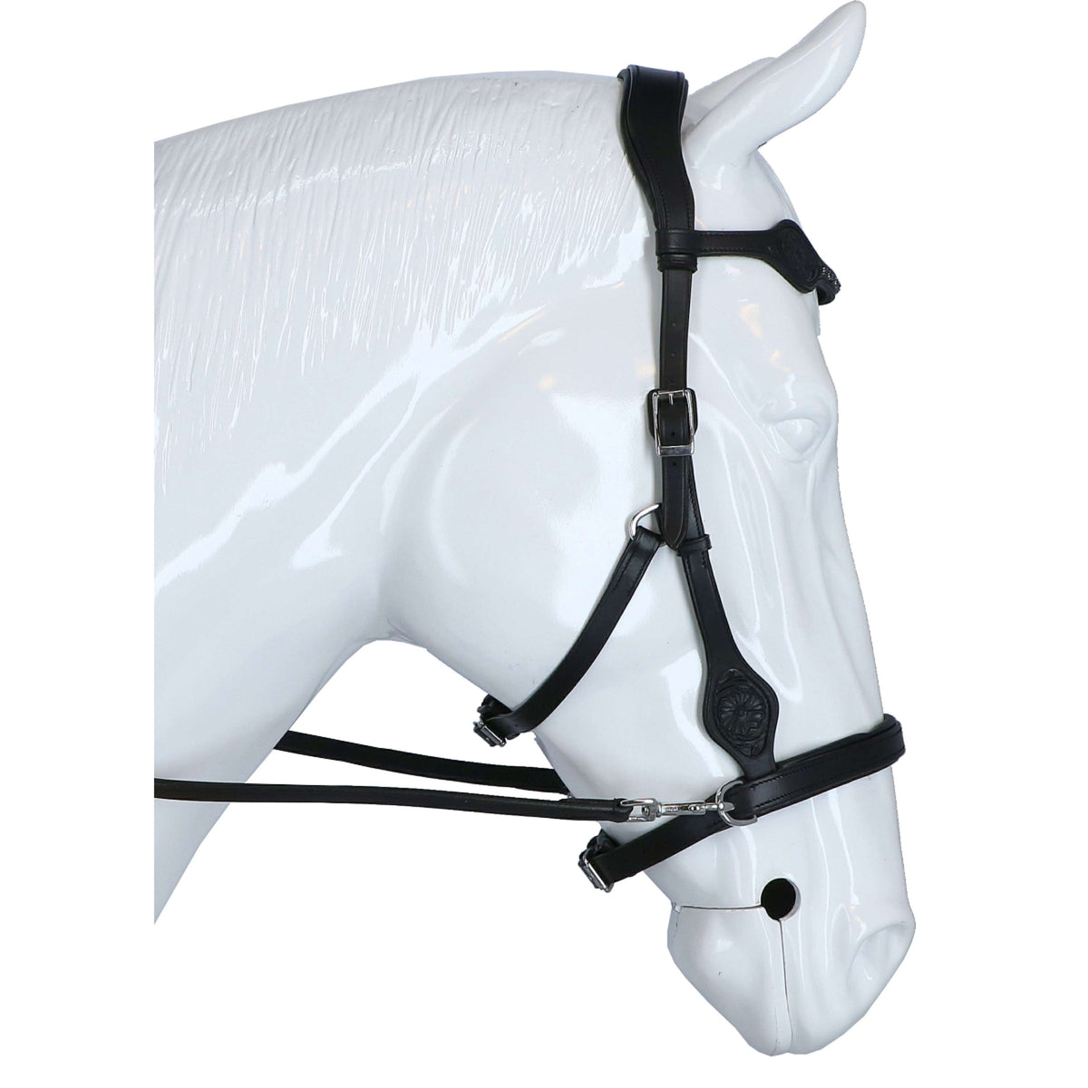 F.R.A. Bit-less Bridle Dandy Side Pull Leather Reins Black