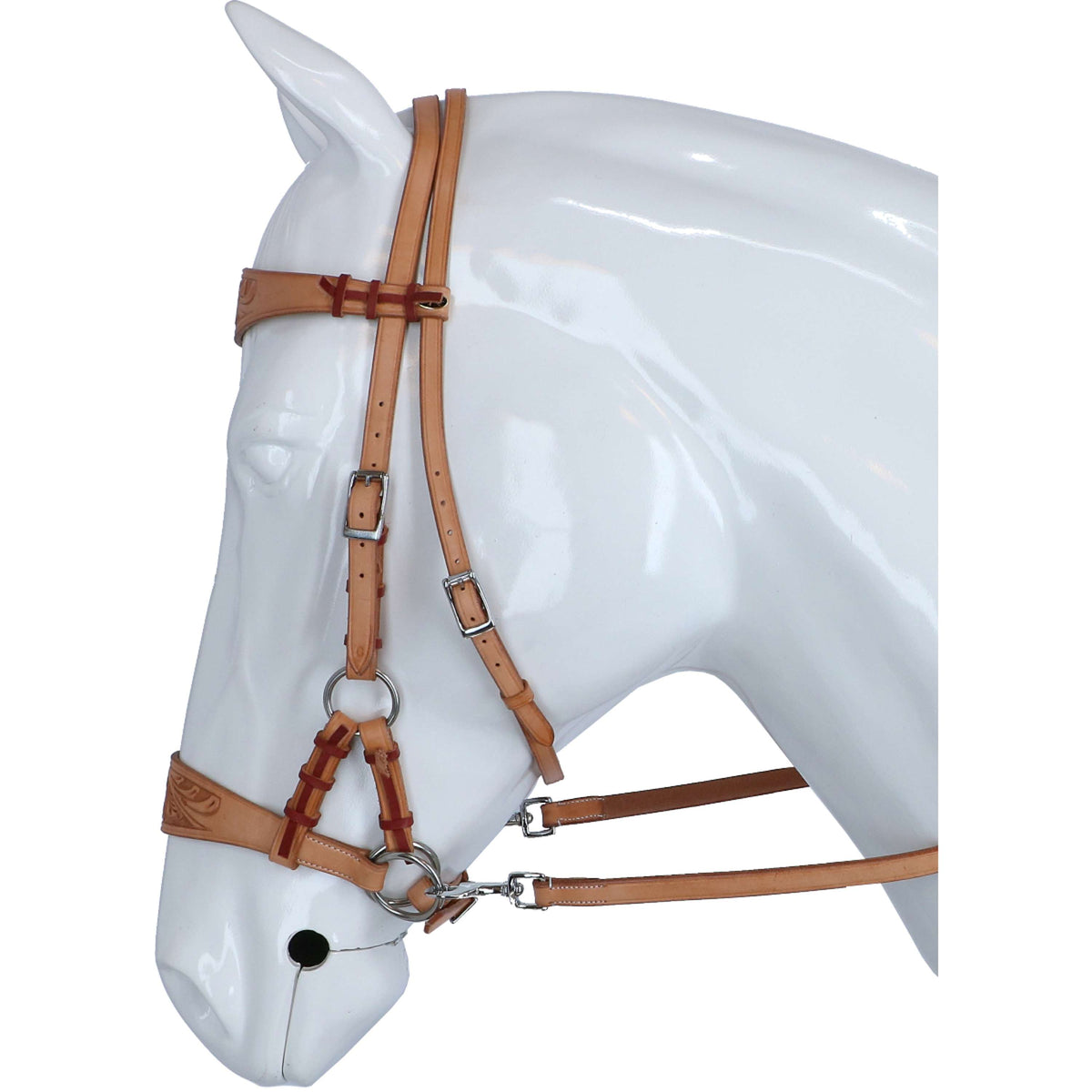 F.R.A. Bit-less Bridle Diego Side Pull Western Split Reins Naturel