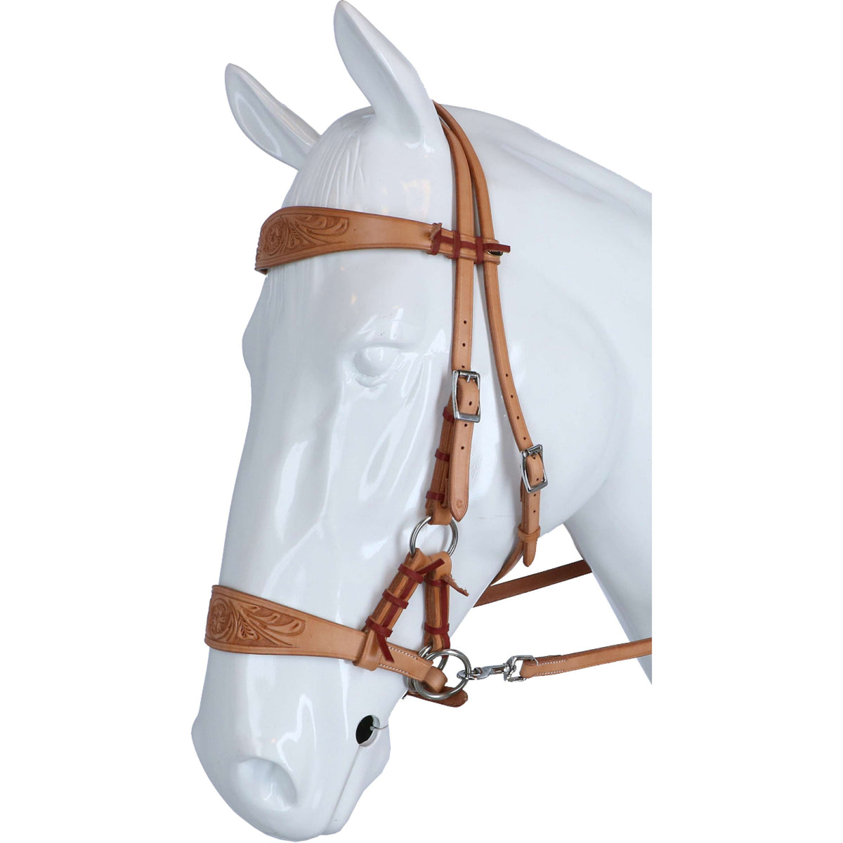 F.R.A. Bit-less Bridle Diego Side Pull Western Split Reins Naturel